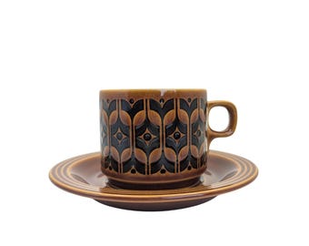 Vintage Hornsea Heirloom Coffee Cup & Saucer | Mid-Century Modern Ceramic Kitchenware