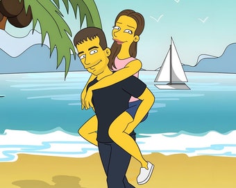 Simpsons Portrait, Simpsonized, Simpsonize me, Christmas Gift, Simpsons, Cartoon Portrait, Custom Simpsons Portrait
