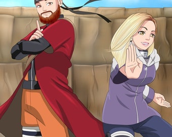 VERKAUF! Zeichne Dich im Anime Stil | (DIGITALE DATEI) Geschenk personalisiert, Paar, Weihnachten, Halloween Geschenk, Muttertag