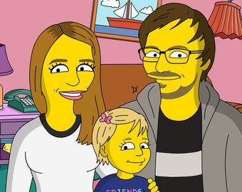 SALE!!! Simpsons portrait for him - Christmas gifts - Custom family photo gift for her - Yellow characters theme - Digital couple portrait