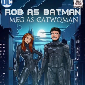 Perfect Anniversary Gift Idea for Your Boyfriend or Husband, Personalised Superhero Portrait, Custom Caricature of Couples From Your Photo