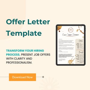 Modelo de carta de oferta de cafetería / Compensación, beneficios, personalizable y compatible