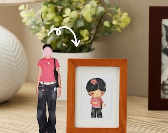 DIGITAL Cute Custom Hirono Portrait Art Illustration | Anniversary | Birthday Gift | Wedding l Christmas Gift