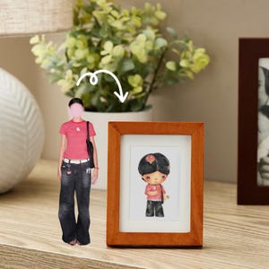 Cute Custom Hirono Portrait Art Illustration | Framed | Anniversary | Birthday Gift | Wedding Gift