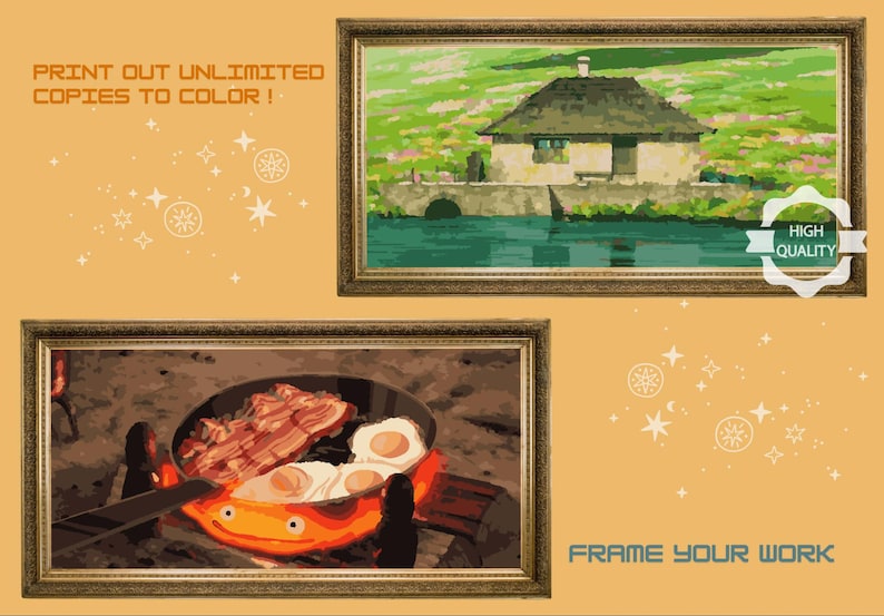 Howl’s Moving Castle Paint by Number -Studio Ghibli | Easy Download | Digital Set image 4