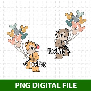 Chipmunk Duo PNG, Chip n Dale Balloons Digital File