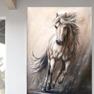 Horse running, " Gallop III' , galloping horse, large canvas giclee print