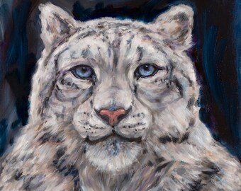 Original Cat Painting-Snow Leopard-'Seeing Is Believing'-Oil On Canvas