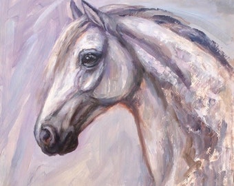 Original horse Oil painting-On panel- ' Shades Of Gray' Framed
