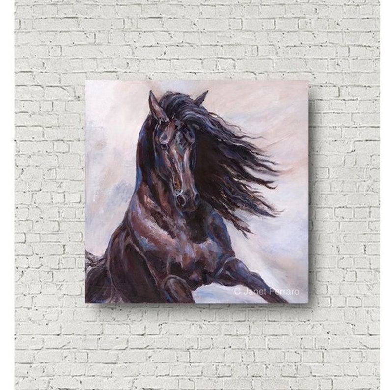 Large Canvas Horse Artfriesian Horse Artprint on Etsy