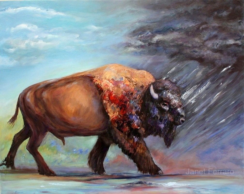 Buffalo PaintingBuffalo Artwork 'Buffalo Facing The Etsy
