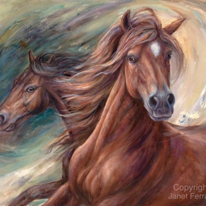 Horses In Motion- Giclee Print on stretched canvas- Two Horses-&#39;Wild Wind&#39;