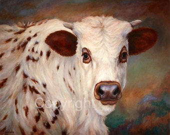 Texus Long Horn art print of 'Borden' a young Long Horn on canvas or paper