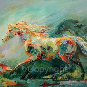 Abstract Horse Painting on canvas or paper of 'Fluid Motion'