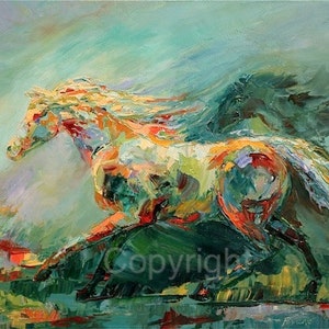 Abstract Horse Painting on canvas or paper of 'Fluid Motion' image 1