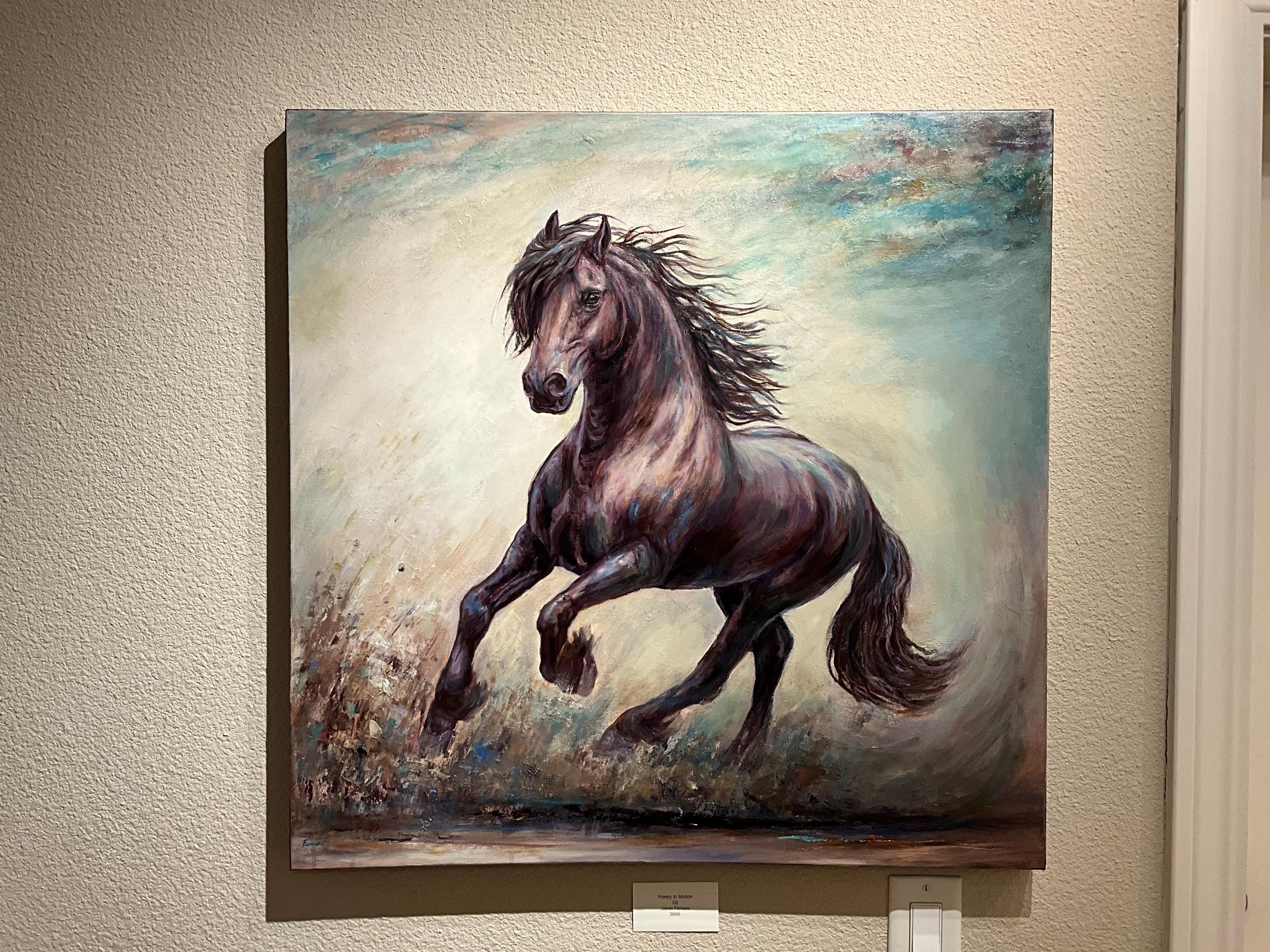 Large Canvas Horse Art-original Horse Painting-friesian Horse Art