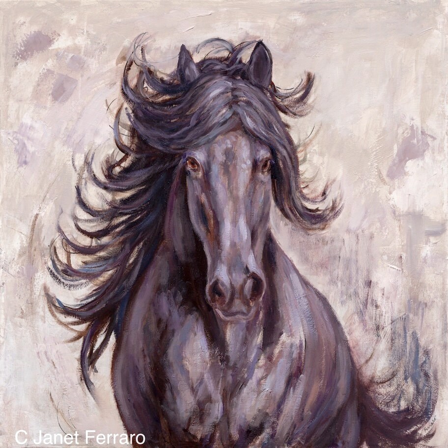 Original Horse Oil Painting-friesian Horse-'free Spirit' - Etsy