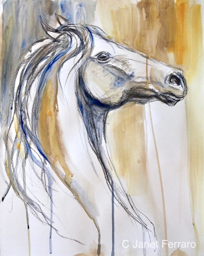 Original Mixed Media Horse painting'Equine Essence Etsy