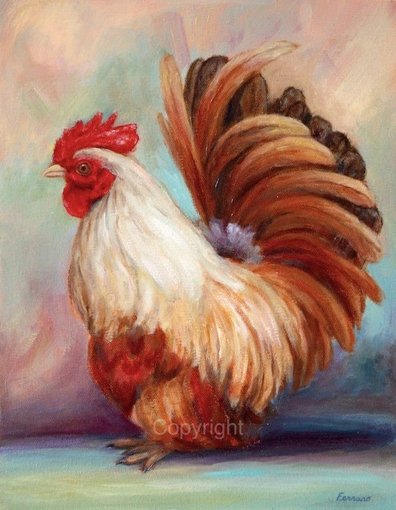 Rooster Art Print For Kitchen Decor Good Luck Etsy