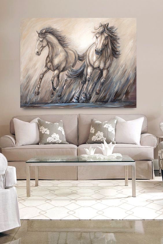Galloping Horses Large Canvas Horse Art 'gallop Two Etsy