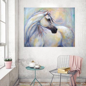 White Horse Painting on canvas of 'Heavenly Horse' image 1