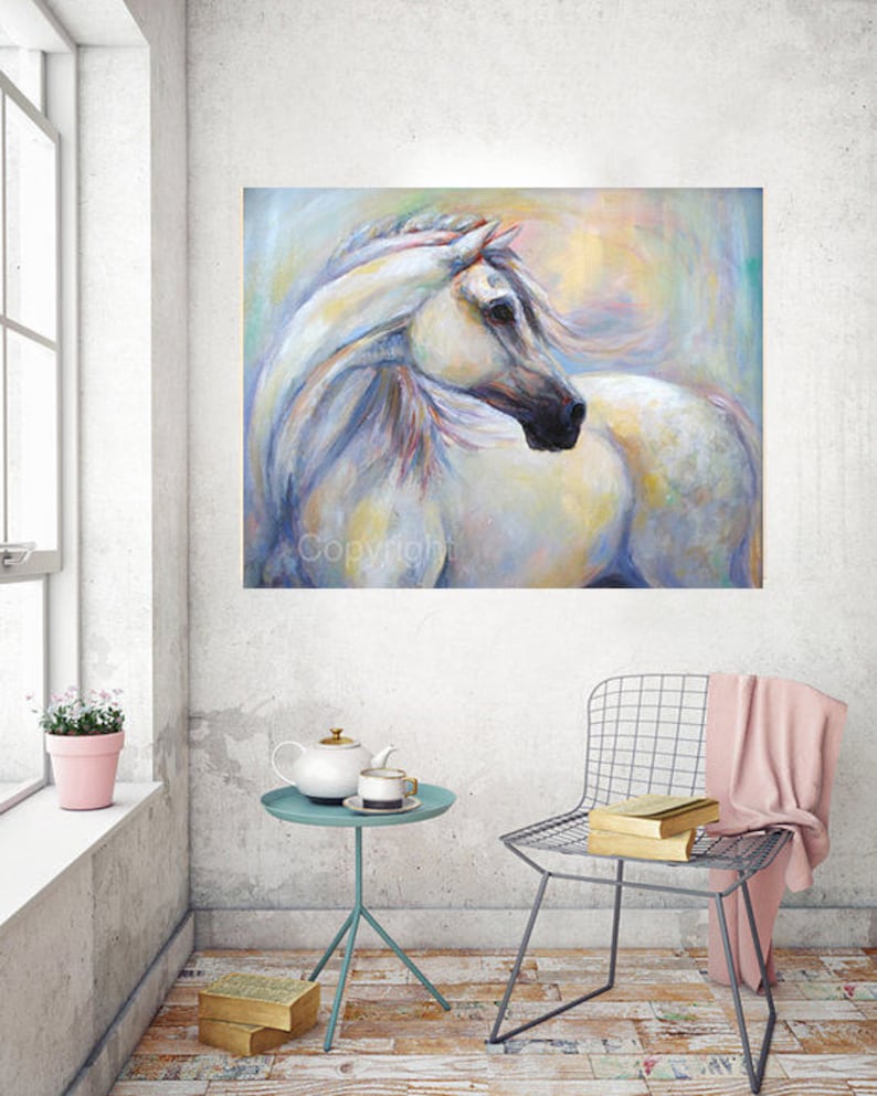 White Horse Painting on canvas of 'Heavenly Horse' image 1