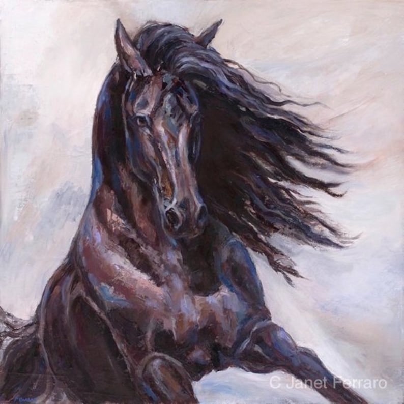 Large Canvas Horse Artfriesian Horse Artprint on Etsy