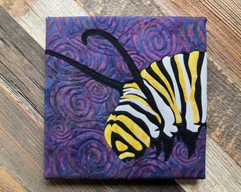 Monarch Butterfly CATERPILLAR wall art quilt canvas purple INSECT bug decor modern collage swallowtail WORM moth Lepidoptera