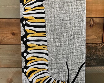 Monarch Butterfly CATERPILLAR large wall art quilt canvas INSECT bug decor modern collage swallowtail WORM moth Lepidoptera