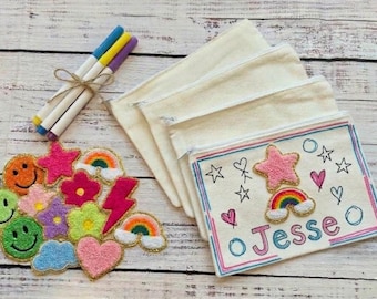 DIY Zipper Pouch Craft Kit, Decorate Your Own Bag, Party Favors, Kids Art Activity