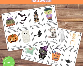 Halloween Movement Cards: Printable Activity Game (Digital Download)