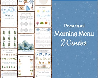 PreK Morning menu, Winter morning menu, Toddler busy book, Morning basket, Toddler Morning Menu, Quiet book, Kindergarten morning menu