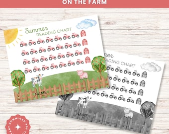 Summer Reading Chart for Kids: Farm Theme Tracker (Digital Download)