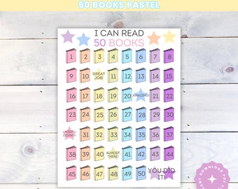 Desafío de Lectura de 50 Libros: Seguimiento de Lectura de Verano y Tabla de Recompensas (Descarga Digital)