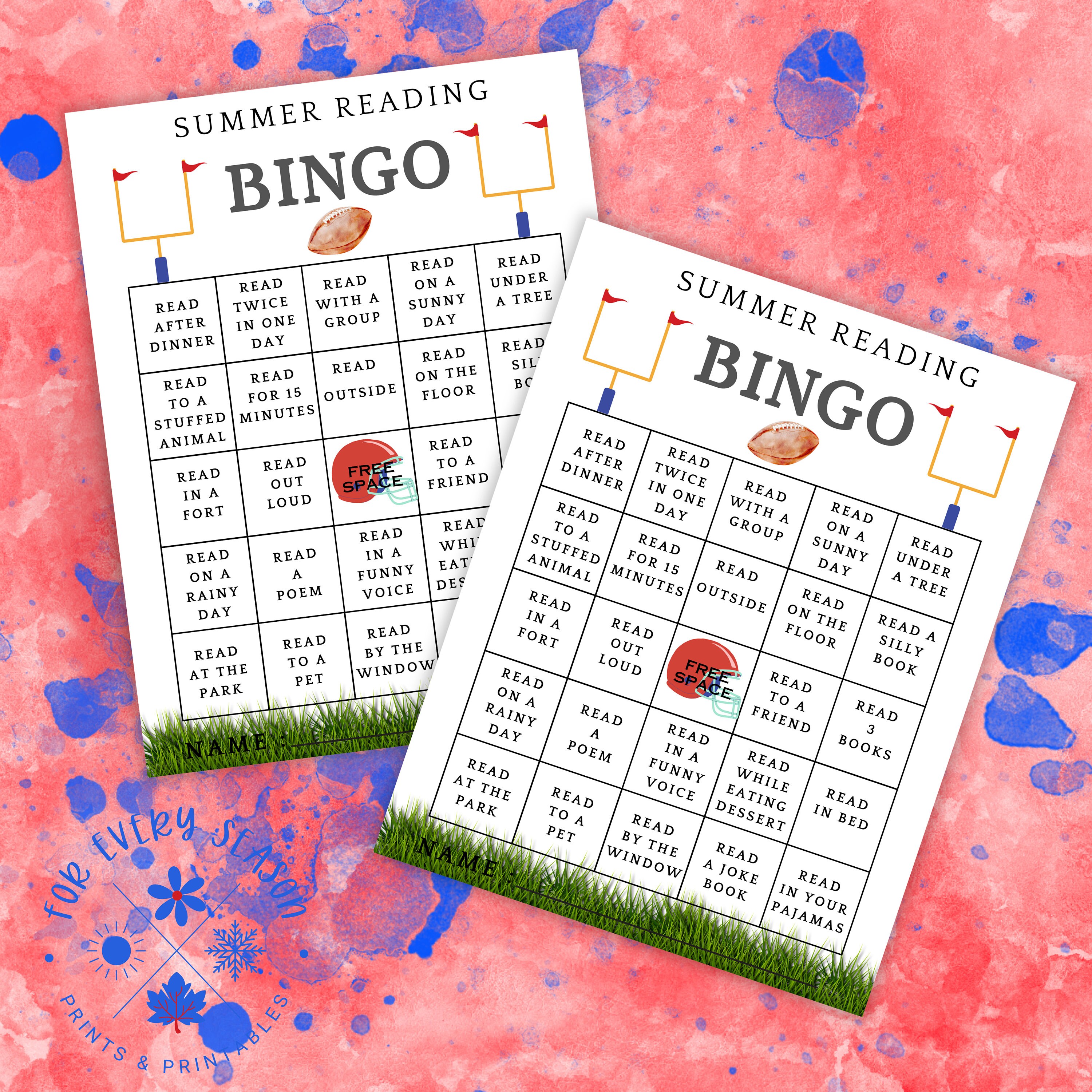 Football Summer Reading Bingo for Kids: Printable Book Tracker (digital ...