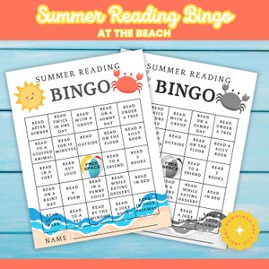 Bingo de lectura de verano, Seguimiento de lectura, Diario de lectura, Tarjetas de bingo, Desafío de lectura de verano, Tarjetas de bingo de verano, Recompensa de lectura de verano para niños
