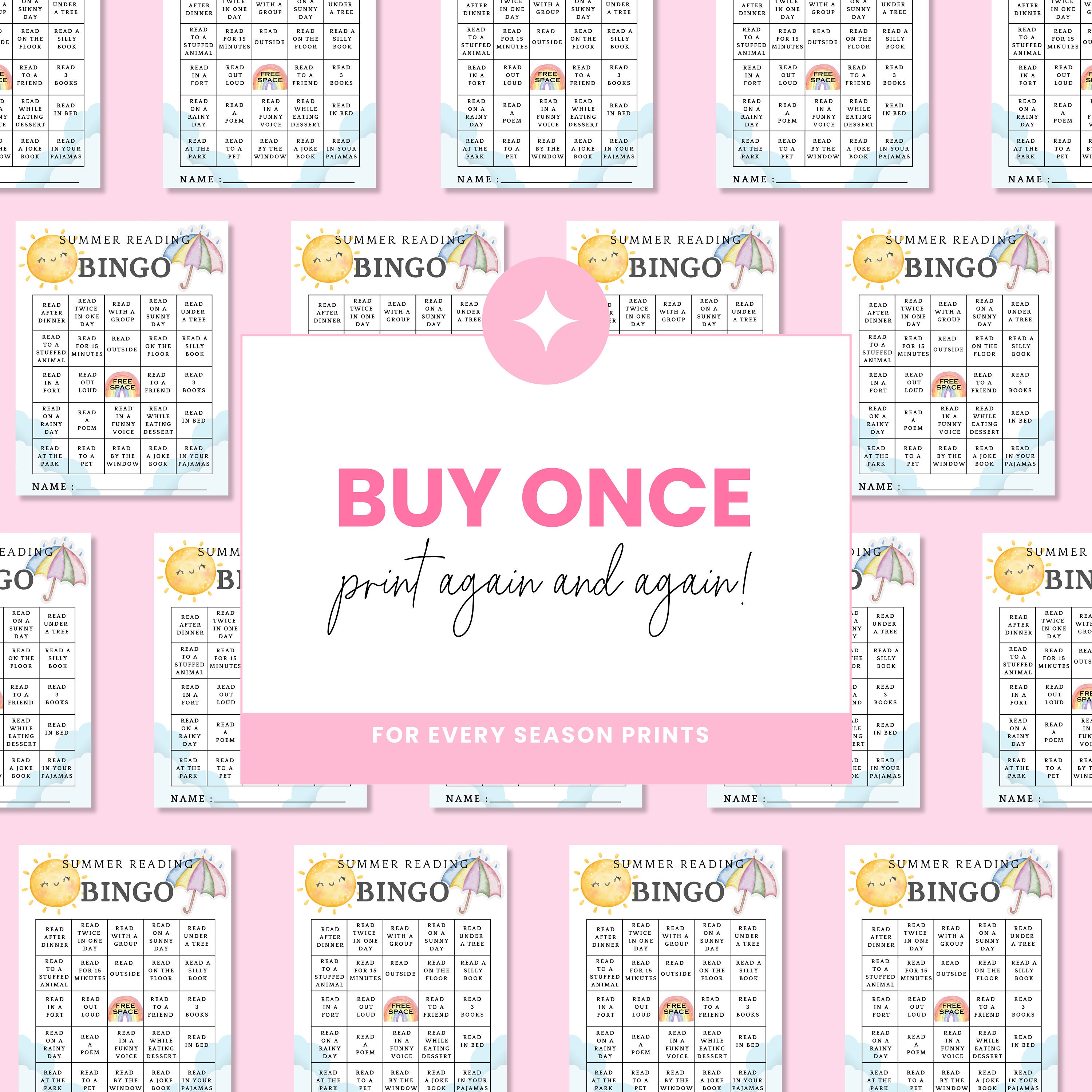 Summer Reading Bingo for Kids: Printable Book Tracker (digital Download ...