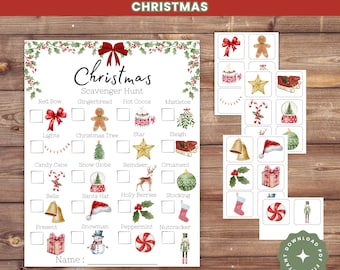 Christmas Photo Scavenger Hunt: Holiday Party Game (Digital Download)