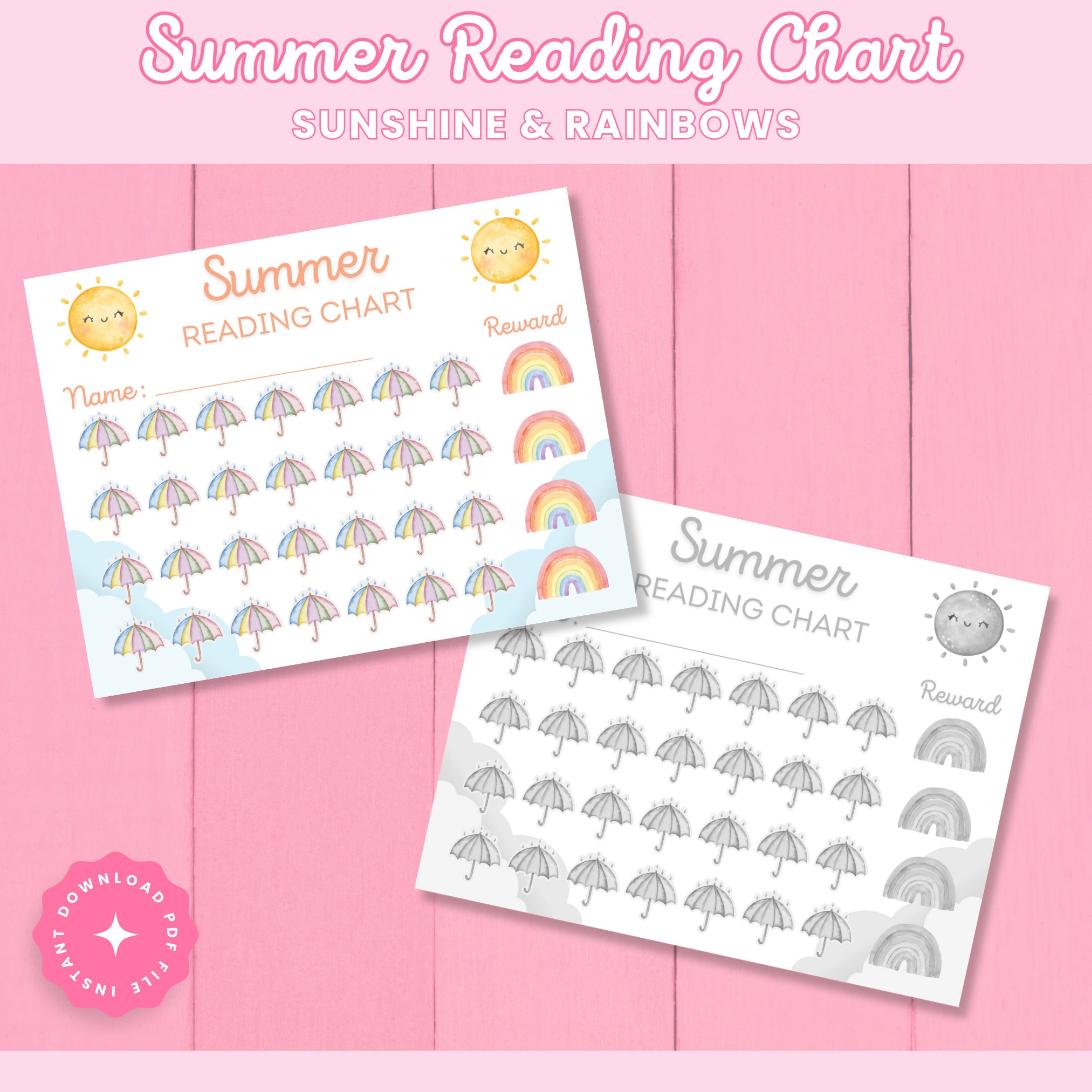 Summer Reading Chart for Kids, Summer Reading Log, Summer Reading Chart ...