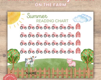 Summer Reading Chart for Kids: Farm Theme Tracker (Digital Download)
