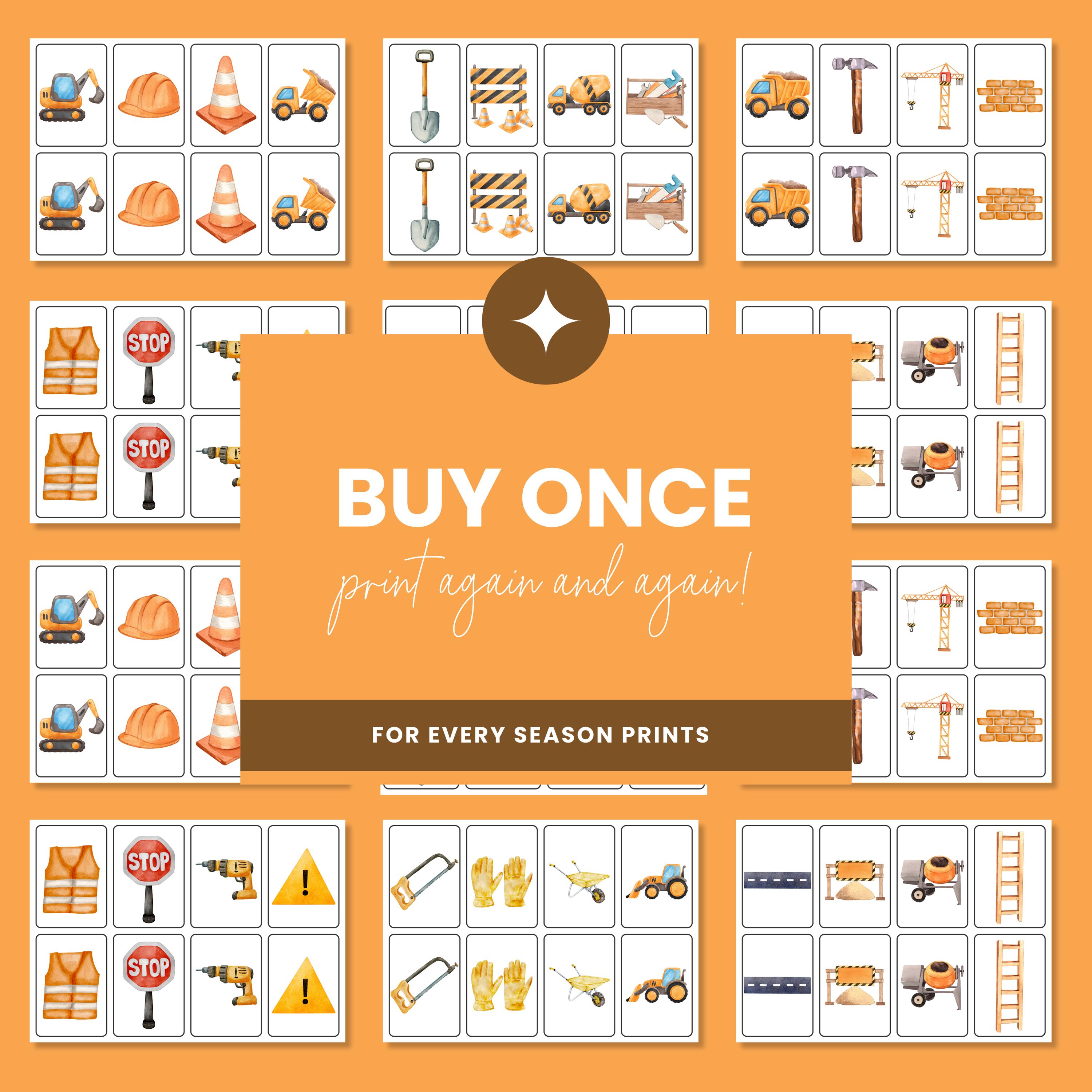 Construction Memory Matching Game: Preschool Learning (digital Download ...