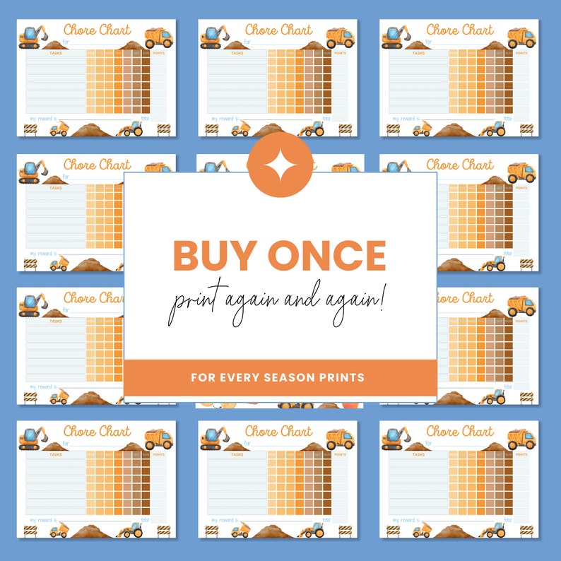 Construction Chore Chart for Kids: Weekly Routine (digital Download) - Etsy