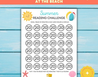 Summer Reading Challenge Tracker: Beach Theme (Digital Download)