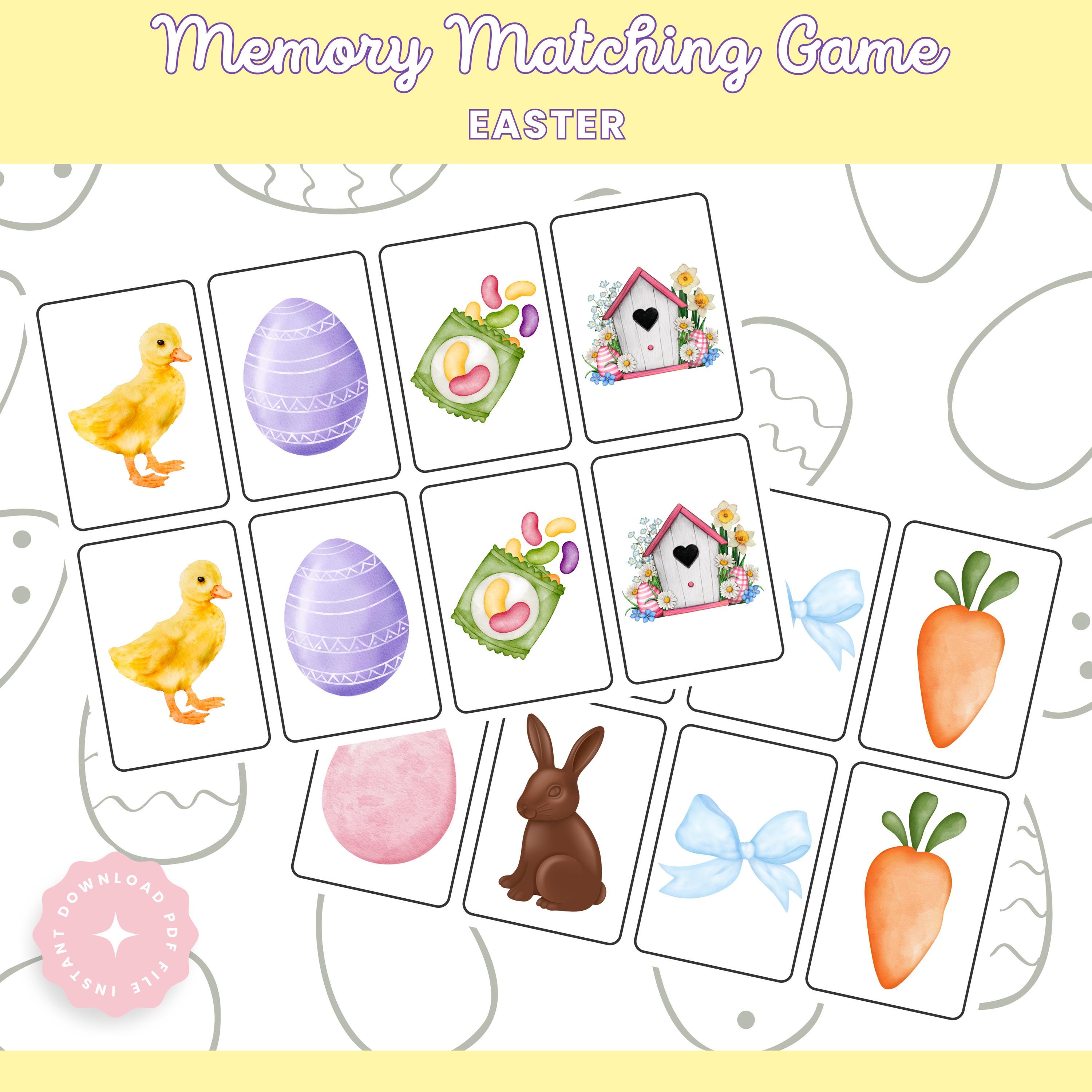 Printable Easter Memory Matching Game: Flashcards for Kids (digital ...