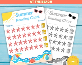 Summer Reading Chart for Kids: Beach Theme Tracker (Digital Download)