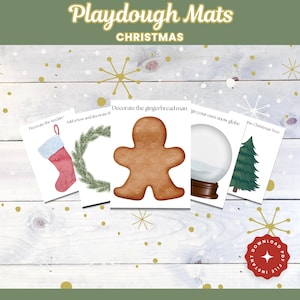 15 Christmas Playdough mats, Printable Play doh mat, Busy book, Snowman Play dough mat, Christmas tree Playdough mat, Activity Mat, Play doh