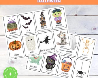 Halloween Movement Cards: Kids' Activity Game (Digital Download)