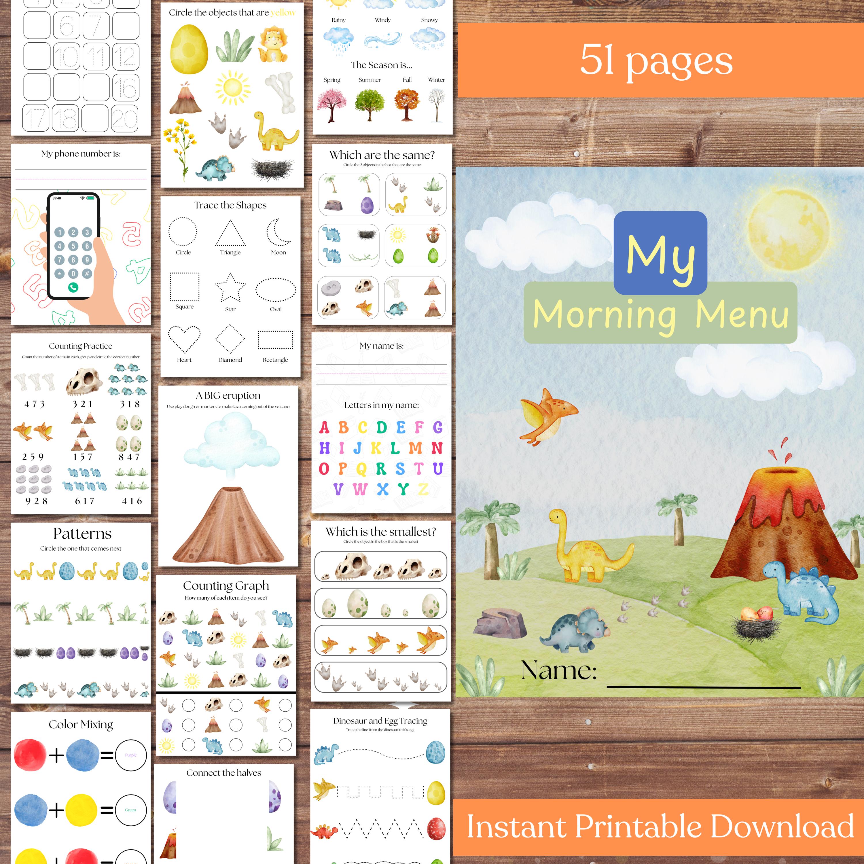 PreK Morning menu, Toddler busy book, Morning basket, Toddler Morning Menu, Quiet book, Kindergarten morning menu, Preschool curriculum