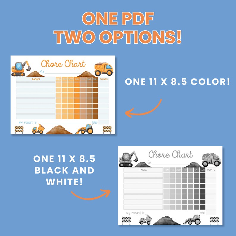 Construction Chore Chart for Kids: Weekly Routine (digital Download) - Etsy