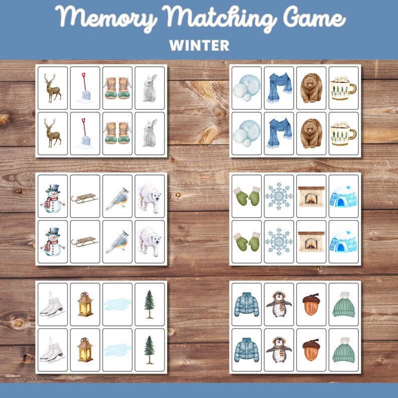 Winter Memory Winter Memory Matching Game: Printable Flashcards for Kids (PDF) - Etsy
